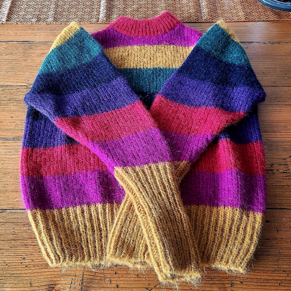 Farm Rio rainbow striped sweater XS